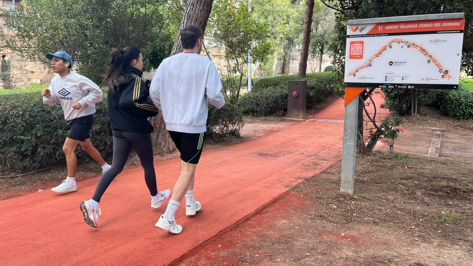 Runners on the Valencia Ciudad del Running circuit in the Turia Gardens